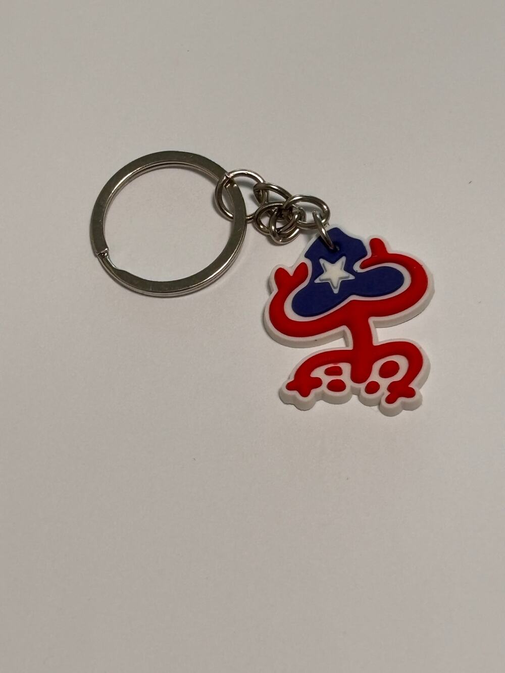 Puerto Rican Rico Flag Coqui Taino Red White Blue Keychain Key Ring